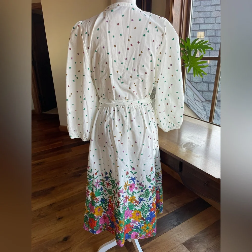 Talbots Cotton Poplin Midi Button Down Shirt Dress in Blissful Floral size 12 - Picture 4 of 14